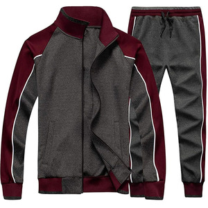 Survêtement de sport décontracté pour homme en polyester uni, jogging à fermeture éclair intégrale pour l'automne, avec tissu respirant et prix abordable - Product Image 1