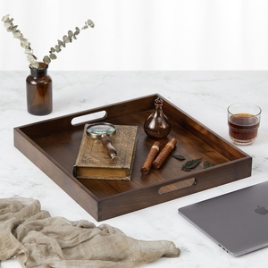 Ensemble de plateaux en bois en gros d'usine en couleur acacia classique avec forme carrée et design intemporel parfait pour toute occasion - Product Image 2