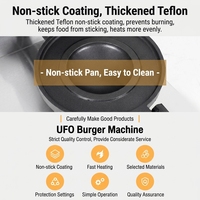 Mesin Pembuat Burger UFO 2400W Dual-Head, Mesin Hamburger Praktis, Mesin Pemanggang Burger, Pembuat Waffle Es Krim Baru