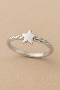 Anillo de Estrella de Plata de Ley 925, banda trenzada, joyería apilable delicada, joyería minimalista de plata inspirada en el cielo, regalo para mujer - Product Image 6