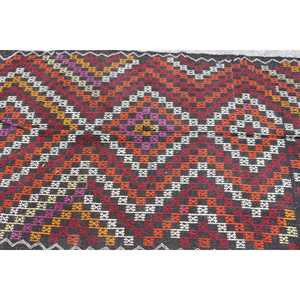 Tapis turc 4,3 x 7,7 pieds, tapis Kilim vintage, tapis en laine rouge style sud-ouest - Product Image 5