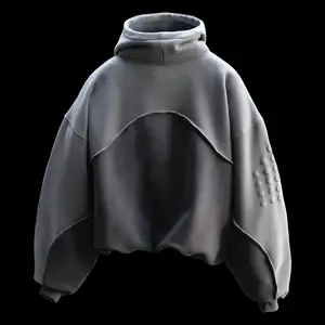 Custom high quality Double Layer 500 gsm fleece Hoodies Manufacturers heavy Hoodie puff printing Heavyweight Mens Cropped Hoodie