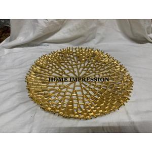 Grand bol rond de service alimentaire en métal à texture martelée Table à manger pour la maison Vaisselle Bol de nourriture Bol de cadeau de mariage Prix le plus bas - Product Image 5