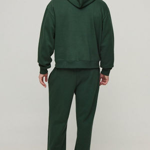 Ensemble survêtement en coton écologique lourd et personnalisable pour hommes, pantalon de survêtement évasé, sweat-shirt, hiver - Product Image 3