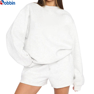 Conjunto de Sudadera y Pantalones Cortos de Otoño Invierno para Mujer, Personalizado, Mezcla de Algodón y Poliéster, Cuello Redondo, 2 Piezas, Talla Grande - Product Image 5