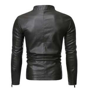 Nueva chaqueta de cuero PU de alta calidad para hombre Estilo vintage Diseño de traje de Primavera de bolsillo de motorista de un solo pecho para invierno - Product Image 3