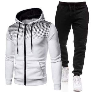 Chándal estampado informal de invierno de fábrica OEM, conjunto de entrenamiento de fútbol, chaqueta con cremallera para hombre, pantalones para correr, ropa deportiva de secado rápido - Product Image 2