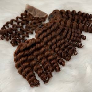 ผมต่อจากผมมนุษย์ชาวเวียดนามทอดิบสีส้มหยิกพร้อมฝาปิดสองชั้น - Product Image 3