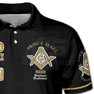 เสื้อโปโลผ้าฝ้ายปักลายเมสันสุดหรู เสื้อโปโลเมสันปักลายสัญลักษณ์ฟรีเมสัน - Product Image 5