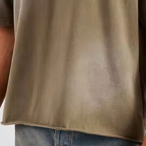 T-shirts personnalisés pour hommes, coupe ample, décontractés, en coton biologique épais, col côtelé, épaules tombantes, style streetwear, effet délavé au soleil - Product Image 4