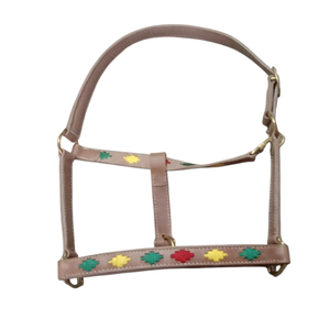 Licol pour cheval en cuir de qualité supérieure avec logo personnalisé, motif aztèque, sangle en toile, quincaillerie en laiton durable, réglable et confortable - Product Image 2