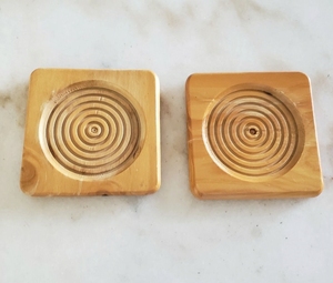 2025 High Grade Classic Design Eco-Friendly 5mm Thick Square Wooden Tea Coasters with Walnut Finish for Home Evening Tea - Product Image 2