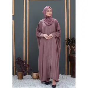 New Islamic Women Long Sleeve Chiffon Party Dress Abaya Muslim Clothing Dress With laces and beads