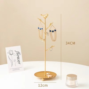 Soporte de joyería estilo árbol negro con diseño de pájaro para pendientes anillos collares Ideal para tocador de mesa y decoración de habitación - Product Image 4