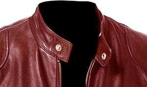 Chaqueta de cuero ajustada para hombre de moda británica de alta calidad en cuello alto negro con procesamiento recubierto - Product Image 3