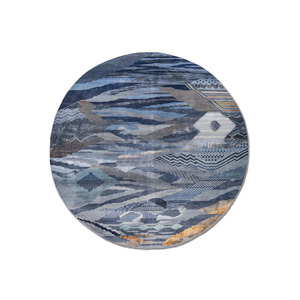 Alfombras Manchaha Azules de Lana y Seda de Bambú Anudadas a Mano con Patrón Geométrico para Uso Doméstico, para Sala de Estar, Dormitorio o Pasillo-Les-2933 - Product Image 1