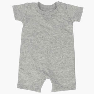 Conjunto de Pelele para Bebé, Logotipo, Mangas Cortas, Algodón Elástico, Cierre de Botones, Color Gris, Primavera-Verano - Product Image 2