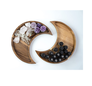 Wood Crystal Decorative Tray Moon Shaped Tray Restaurant <b>Dinner</b> Serving Dish Wood <b>Plate</b> for Steak Snack Tray - Product Image 6