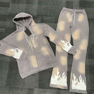 Nouvelle arrivée jogging vierge avec logo personnalisé survêtement vintage délavé à l'acide deux pièces survêtements survêtements pour hommes - Product Image 3