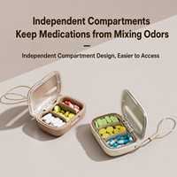 Organisateur de pilules compact personnalisable en gros avec compartiments, étui à médicaments portable à fermeture sécurisée pour la maison, les voyages et l'usage quotidien