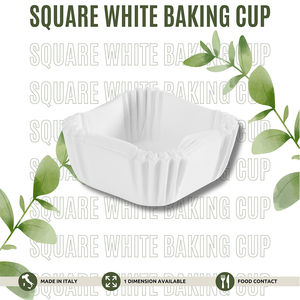 Made in Italy Customizable <b>Greaseproof</b> <b>Paper</b> Disposable Square White Baking Cup Cupcake Liners Cases Different Size - Product Image 2