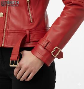 แจ็กเก็ตบอมเบอร์แบบถักแฟชั่นหนังแท้ผ้าใบสำหรับผู้หญิงสำหรับฤดูหนาวคุณภาพ2025 - Product Image 6