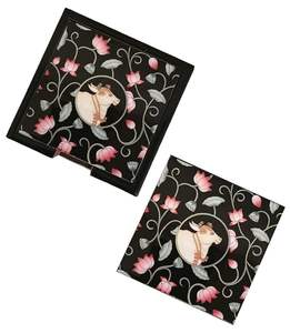 Posavasos Cuadrado Bohemio Tradicional Hecho a Mano con Nácar, Diseño Ecológico para Decoración de Mesa de Alta Gama - Product Image 4