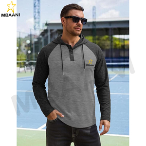 Sweat-shirt à capuche pour homme, manches longues, décontracté, athlétique, mode, pull à capuche avec col contrasté et cordon de serrage - Product Image 2