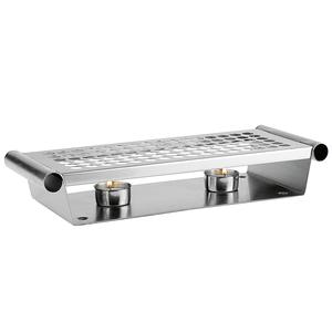 Calentador de Alimentos de Acero Inoxidable APS de 2 Quemadores, 34x13x6cm, Baño María Doble para Mantener Alimentos y Bebidas Calientes - Product Image 1