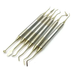 Set di spatole di riempimento in resina composita dentale 6 pezzi-strumenti di restauro placcati in titanio per strumenti chirurgici dentali di precisione - Product Image 3