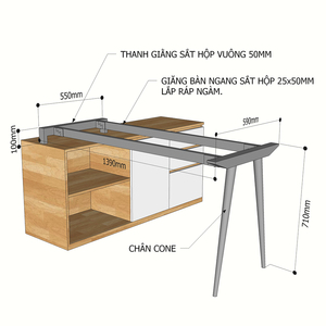 Pieds de table/armoire en acier CONE Concept 140x60, assemblage requis - Traitement soudé HCCO020 - Product Image 3