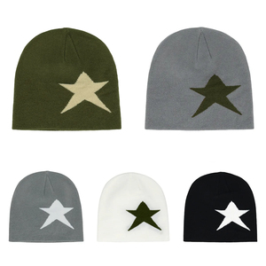 หมวกบีนนี่ถักแบบกำหนดเองหมวกกีฬากลางแจ้งหัวกะโหลกระบายอากาศได้หมวกบีนนี่ผ้ายืดหมวกบีนนี่ปักลาย - Product Image 1