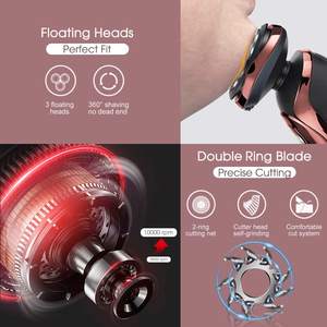 Rasoir électrique pour homme avec triple lame rotative, têtes de rasage flexibles, étanche IPX7, lavable - Product Image 5