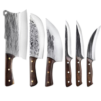 Ensemble de couteaux de chef, hachoir à viande, hachoir à os, manche en bois, motif martelé, acier inoxydable 3cr13, couteaux de cuisine avec sac de transport et aiguiseur
