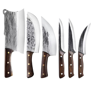 Ensemble de couteaux de chef, hachoir à viande, hachoir à os, manche en bois, motif martelé, acier inoxydable 3cr13, couteaux de cuisine avec sac de transport et aiguiseur - Product Image 2