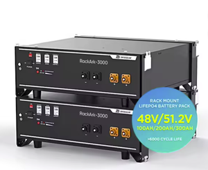 Batteries LiFePO4 de stockage d'énergie solaire domestique les plus vendues 48V 51.2V 100Ah 200Ah 5Kwh 10Kwh, batterie lithium hybride à montage en rack pour réseau - Product Image 1