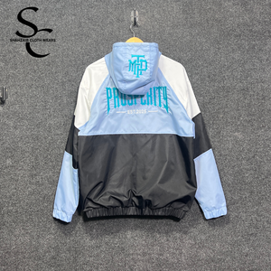 Custom Hooded Windbreaker <b>Jacket</b> 100% Nylon Fabric <b>Waterproof</b> High Street Style with Real Fabric Panels and Inner Mesh - Product Image 2