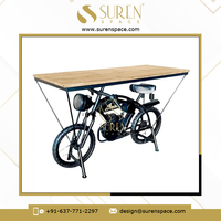 Table de bar industrielle en métal style moto avec porte-bouteilles, mobilier de salon moderne de style ferme antique