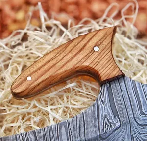 เครื่องตัดพิซซ่าเหล็กดามัสกัสใบมีดเปล่าสำหรับตัดพิซซ่าสำหรับผู้ชายเครื่องตัดพิซซ่าทำจากเหล็กดามัสกัสตามสั่ง - Product Image 4