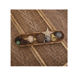 Bols à pâte en bois décoratifs de 30 pouces, gros bols à pâte longs en bois sculptés, centres de table à bougies - Product Image 6