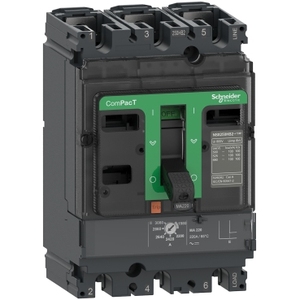 Interruttore Automatico Schneider Electric ComPacT NSX100H Modello C10H3MA007 con Unità di Sollevamento 70kA a 415VAC 6.3A MA, 3 Poli 3D - Product Image 1