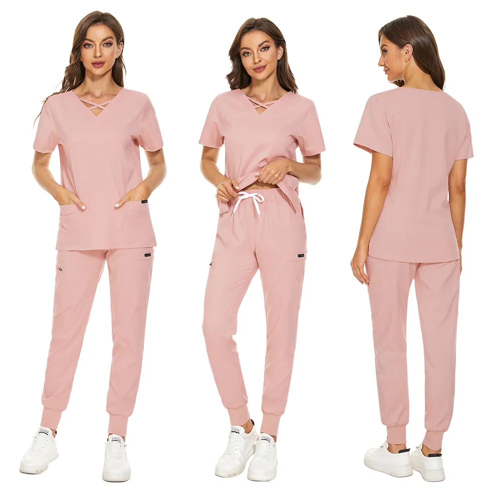 Uniforme médico ajustado para mujer, conjuntos de uniformes médicos, accesorios de enfermera, ropa de trabajo clínica Dental para Hospital, trajes generales quirúrgicos