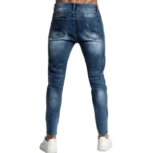 Streetwear uni à la mode pour hommes jeans en denim vieillis pantalons jeans slim pour hommes délavés à l'acide - Product Image 2