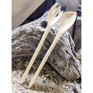 Nouveau serveur de salade en bois de mélange de service avec émail de couleur blanche accessoire de cuisine moderne luxueux - Product Image 4