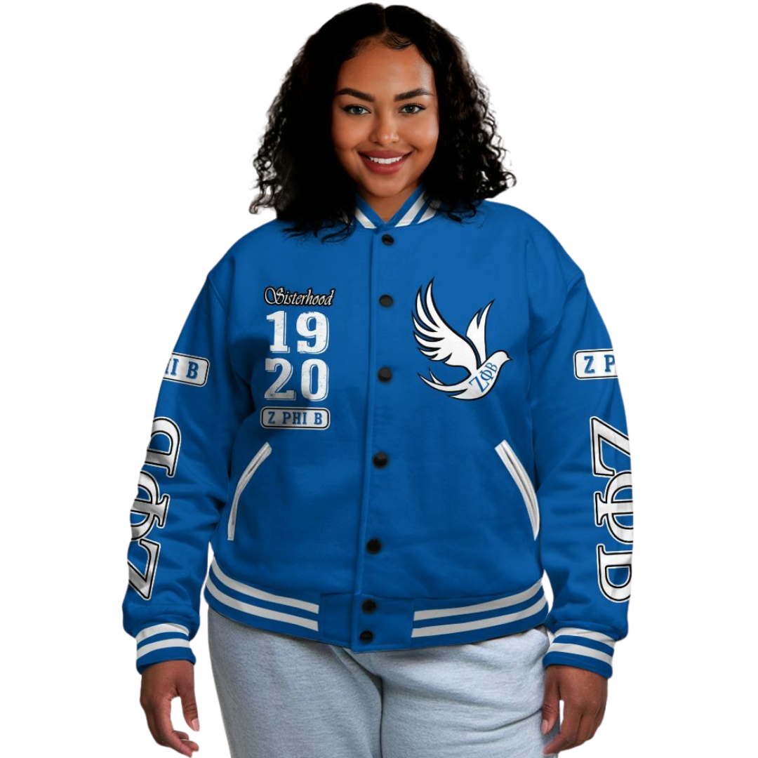 Women's Zeta phi beta woolen jackets inside satin lined Lightweight Leather Sleeves front buttons style unique varsity jacket