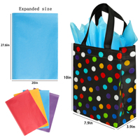 Bolsa de Mano de Material Plástico con Estampado de Puntos de Colores, Impresa con Serigrafía, Reutilizable, Plegable, Resistente, con Asas Resistentes y Base Gruesa