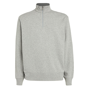 100% High Quality Half Zipper <b>Grey</b> Color Plain Blank Stand up Collar Hoodie <b>Sweatshirts</b> Long Sleeve Ribbed Cuffs <b>Sweatshirts</b> - Product Image 1