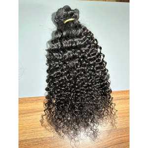 Extensions de cheveux Remy humains naturels de haute qualité Kinky Curly Trame Hair Bundle Prix de gros brut vierge du fabricant indien - Product Image 1