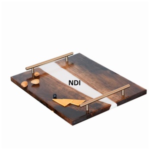 Bandeja de servidor de alimentos de calidad superior Estilo lujoso Diseño hecho a mano Bandeja de madera Decoración de mesa de cena Bandejas de servir Salver - Product Image 1