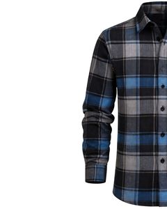 Camisa a Cuadros para Hombre, Manga Larga, Estilo Casual de Franela, Color Azul, Negro y Gris, Fabricante Personalizado, Venta al por Mayor, OEM - Product Image 2